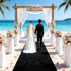 Wedding Aisle Runner 48″ W X 20 FT L Black Velvet for Ceremony – Elegant Carpet