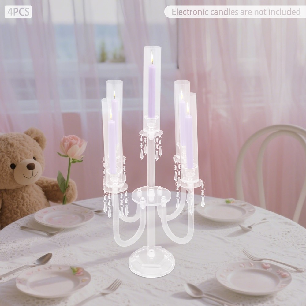 4 pcs 5 Arm Acrylic Candle Holder Freestanding Candle Holder for Wedding Party