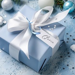 100 PCS Name Place Cards Table Setting Blank Satin Ribbon Blue 1.57×3.54 Inch