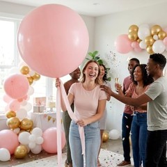 36 Inch Giant Balloons, 6 Pack Large Round Latex Balloons for 6 Pcs Light Pink