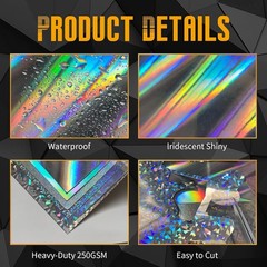 24 Sheets Holographic Cardstock 8.5 x 11in, x 11 inches, Laser Color