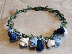 Dusty Blue Navy Flower Girl Crown Sola Wood Wedding Hair Adjustable Bridesmaid