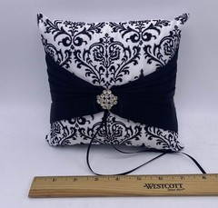 Ring Bearer Pillow Wedding NEW Black White Rhinestones Prty Mail Shp