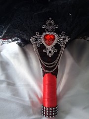 Red Black Purple Bouquet and Boutonniere, 2pc Set, Goth, Halloween