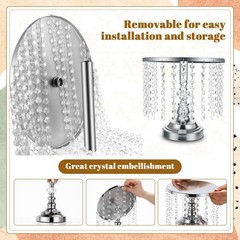 Bokon 6 Pcs Crystal Cake Stand Round Dessert Cupcake Holder Metal Stand Table