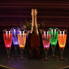 FAMI LED Wine Champagne Flute Glasses, (Set of 6 Multi-Color) Water Liquid Ac…