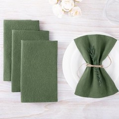 Olive Green Cloth Napkins Linen Cotton Napkins Set of 6 Rustic Spring Dinner