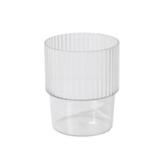 12 CLEAR Stackable Ribbed Reusable Plastic cups Party Centerpieces
