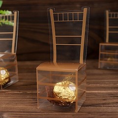 25 CLEAR GOLD Plastic FAVOR BOXES Chair Shaped Gift Holders Party Decorations