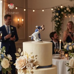 Storieme Wedding Cake Topper Decoration: Bride and Groom 4.7 inches, White