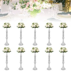 10 Pcs Silver Vases Wedding Tables Centerpieces Vases 19.7″ Height Flower Vases