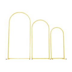 Stable Gold Arch Backdrop Stand 3-Pc Set: 6×2.6ft, 5×2.2ft, 4×1.7ft for Weddings