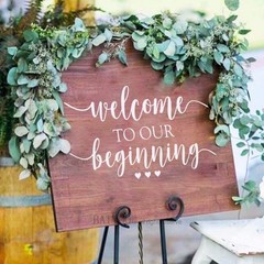 Handmade Water-Resistant Wedding Welcome Sign – 20″ Vinyl Decal for Reception