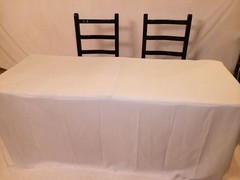 4′ ft Fitted Polyester Tablecloth OPEN BACK TableCover Trade show Booth DJ White