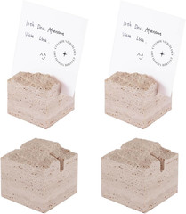 Handmade Natural Travertine Place Card Holders – Set of 4 for Weddings & Events