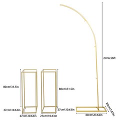 Ballon Arch Stand And 2 Wedding Flower Stands, Arch Backdrop Stand For Parties