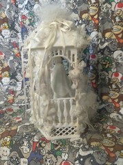Vintage Wilton Bride and Groom Gazebo Wedding CakeTop White Porcelain 90s