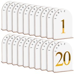 20 Pcs Wooden Wedding Table Numbers 1-20 with Base, 5 x 7 Inch Self Standing …
