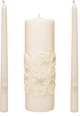 Hosley 11.5-Inch Wedding Unity Candle Set – Cream Pillar & 2 Taper Candles for C