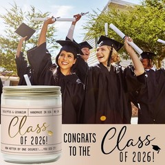 Graduation Gift for Her Class of 2026″ Soy Candle, w/Eucalypus 9 Ounce, Amber