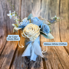 Sola Wood Dusty Blue Wedding Floral Table Centerpieces Set of 3 Mason Jar Decor