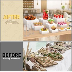 10 Pcs Buffet Food Risers, White Acrylic Dessert Cupcake White-10Pcs(8 Sizes)