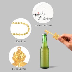 Aokbean 100 PCS Rose Flower Shaped Keys Wedding Favors Gift 2.75 inches, Gold