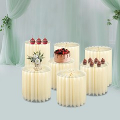 7Pcs Foldable Paper Column Display Stands Milky White Cylinder Flower Stands