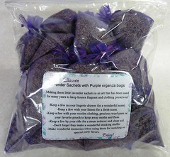 Set of 20 Lavender Sachets made with Purple Organza Bags