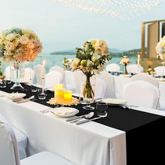 4x Table Runner 12″ x 108» Black Satin Bright Silk Smooth Wedding Party Banquet