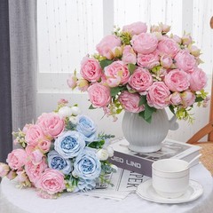 MARTINE MALL 2 Packs Peonies Artificial Flowers, Light Pink Artificial Peonies