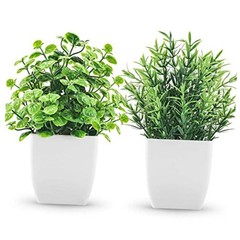 2 Pack Fake Plants Small Artificial Greenery Faux Plants Indoor for Home