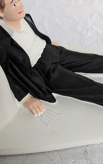 Wedding Cake Topper Brunette Bride Dragging Reluctant Groom Now I Have You