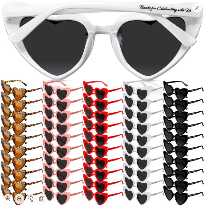 Vabean Heart Sunglasses Wholesale Pack- Red, Black, Pink, White, Leopard- 50 Pk