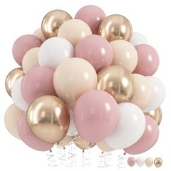 Dusty Pink Balloons, 60Pcs Pastel Light Pink and 12 inch 60pcs Pink White Gold