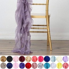 50 pcs Chiffon Curly Chair Sashes Wedding Party Reception Dinner Decorations