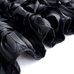 8 ft x 8 ft BLACK Satin Rosette Backdrop CURTAIN Photo Booth Decorations Party