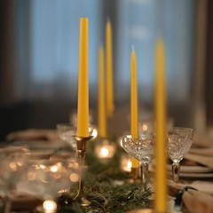 24 Pack Beeswax Taper Candles in Bulk 8 inch Tall – 8 inch-24 Pack, Yellow