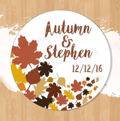 24 Personalized Fall Wedding Favor Labels (1.67″) Glossy