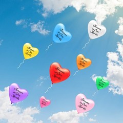 72 Pcs Memorial Balloons Funeral Heart Memory 74 Piece Set, Blue,white