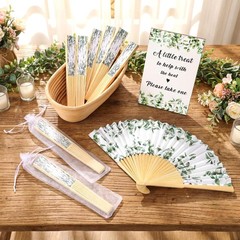51 Pcs Wedding Favors Guests Bulk 25 Wedding Foldable Hand Fans Eucalyptus