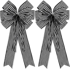 2 Pack Black White Stripe Halloween Fall Bows for Wreaths,12”x20”Black and White