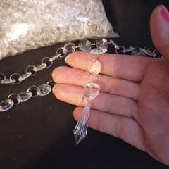 Clear Acrylic Garland Strands Octagon w Spear Pendants Decor Wedding 1lb Bag