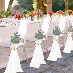 24 Set Wedding Aisle Chair Decorations for Wedding Ceremony Round Eucalyptus