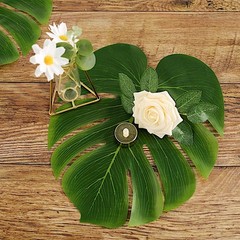 12 GREEN Monstera LEAVES ARTIFICIAL Tropical Greenery Party Events Decorations