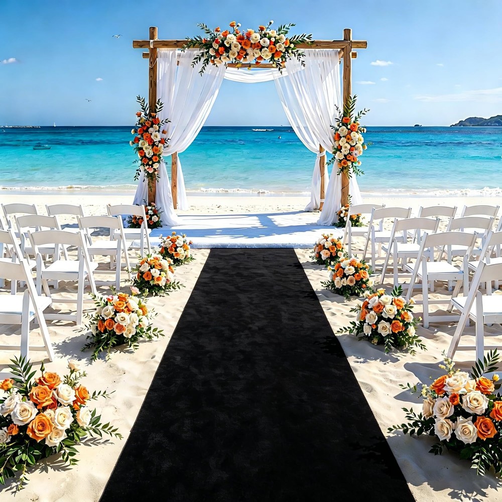 Wedding Aisle Runner 48″ W X 20 FT L Black Velvet for Ceremony – Elegant Carpet