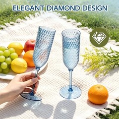 Pcs Blue Plastic Champagne Flutes 5.5oz Unbreakable Wedding 24 Clear Blue