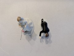 Weddingstar Caucasian Bride Fishing For Groom Cake Topper, Excellent Condition.