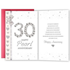 30 Year Anniversary Card for Wife Husband, Pearl Wedding Anniversary Card for…