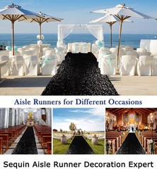 Wedding Aisle Runner Sequin Fabric Black 10FT Long Sparkle Walkway Rug